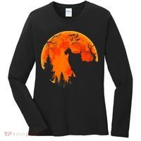 Scottish Terrier Dog And Moon Halloween Costume Dog Lover Women's Long Sleeve Shirt thumb 0