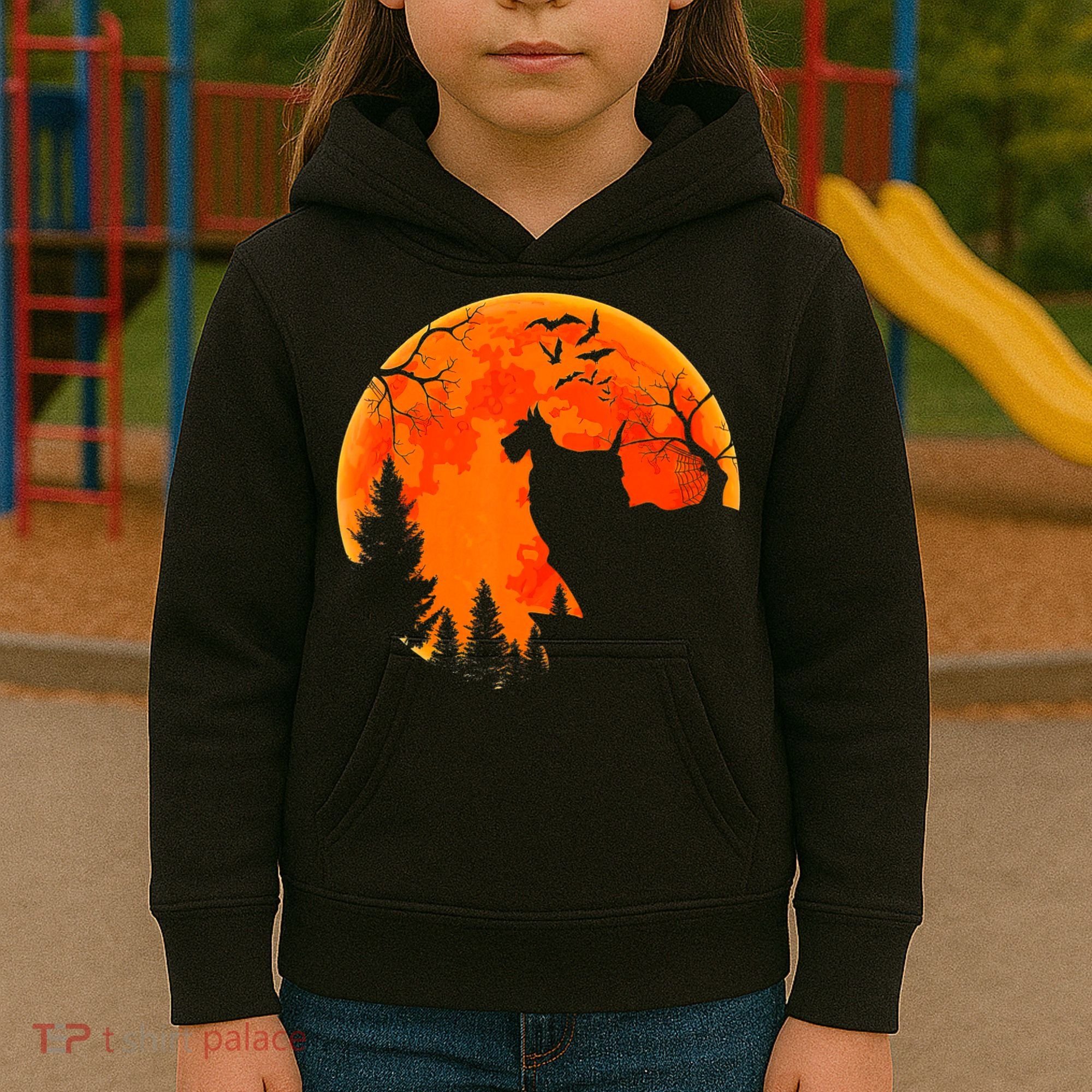 Scottish Terrier Dog And Moon Halloween Costume Dog Lover Kids Hoodie