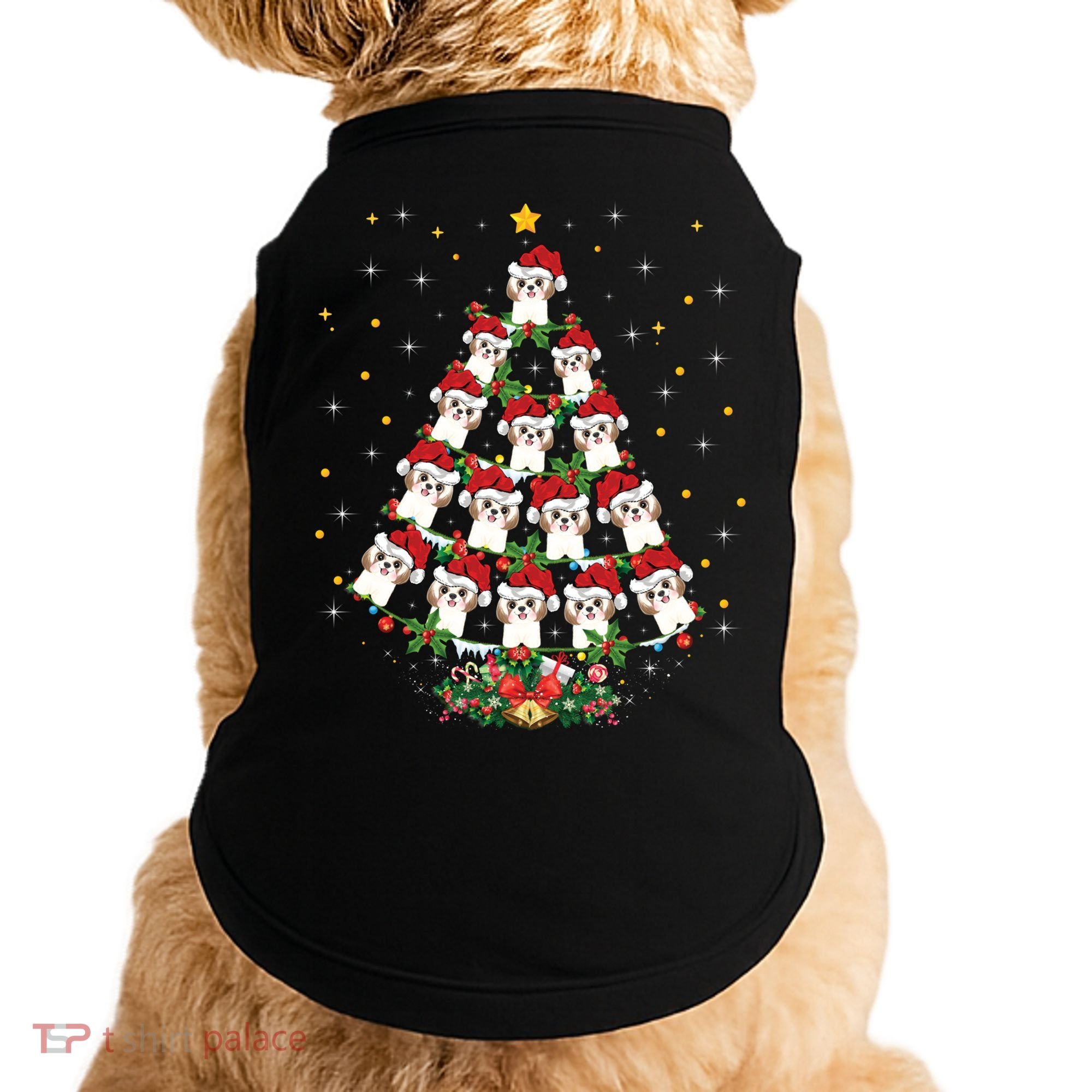 Shih Tzu Dog Lover Xmas Santa Hat Shih Tzu Christmas Tree Cool Gift Doggie Tank