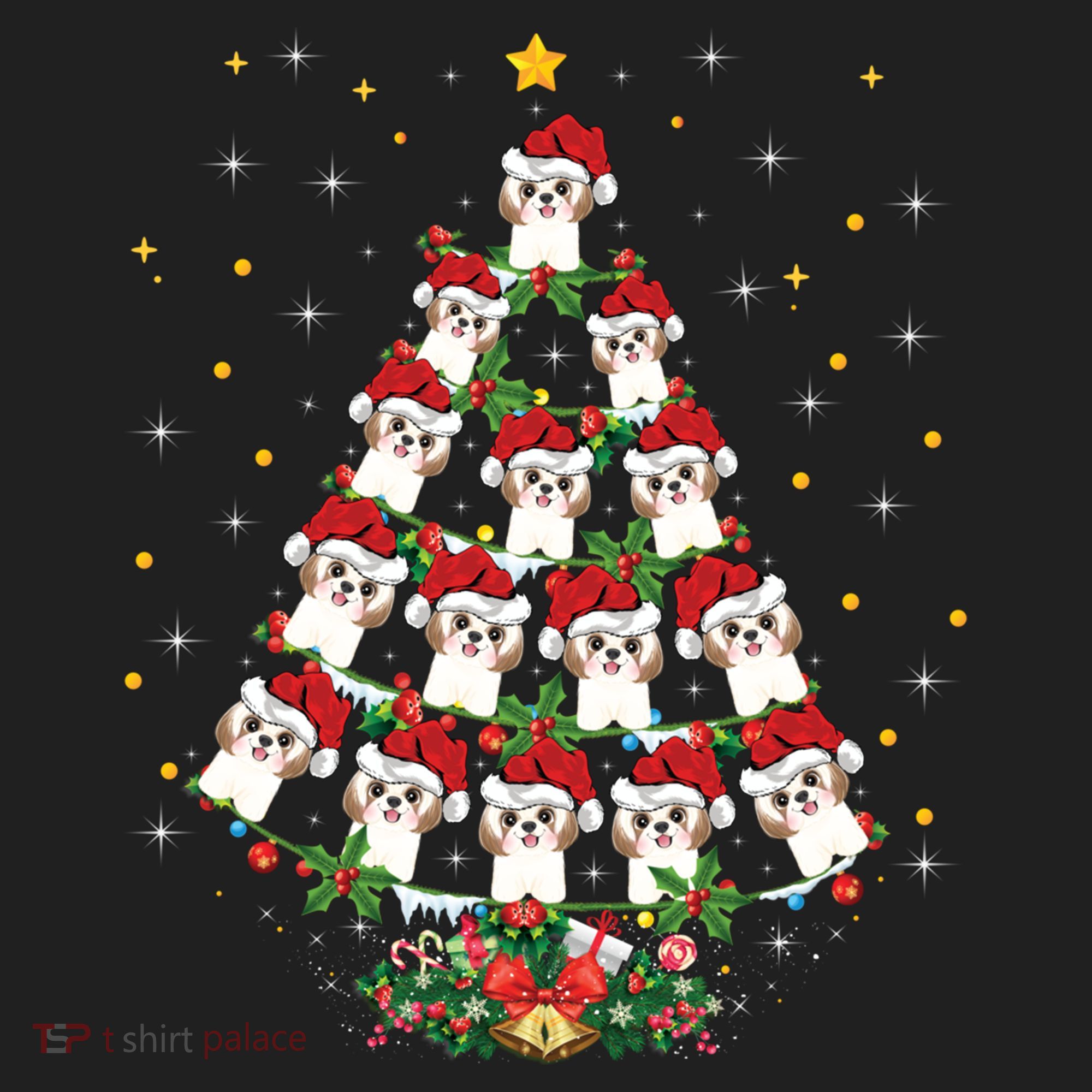 Shih Tzu Dog Lover Xmas Santa Hat Shih Tzu Christmas Tree Cool Gift Golf Towel