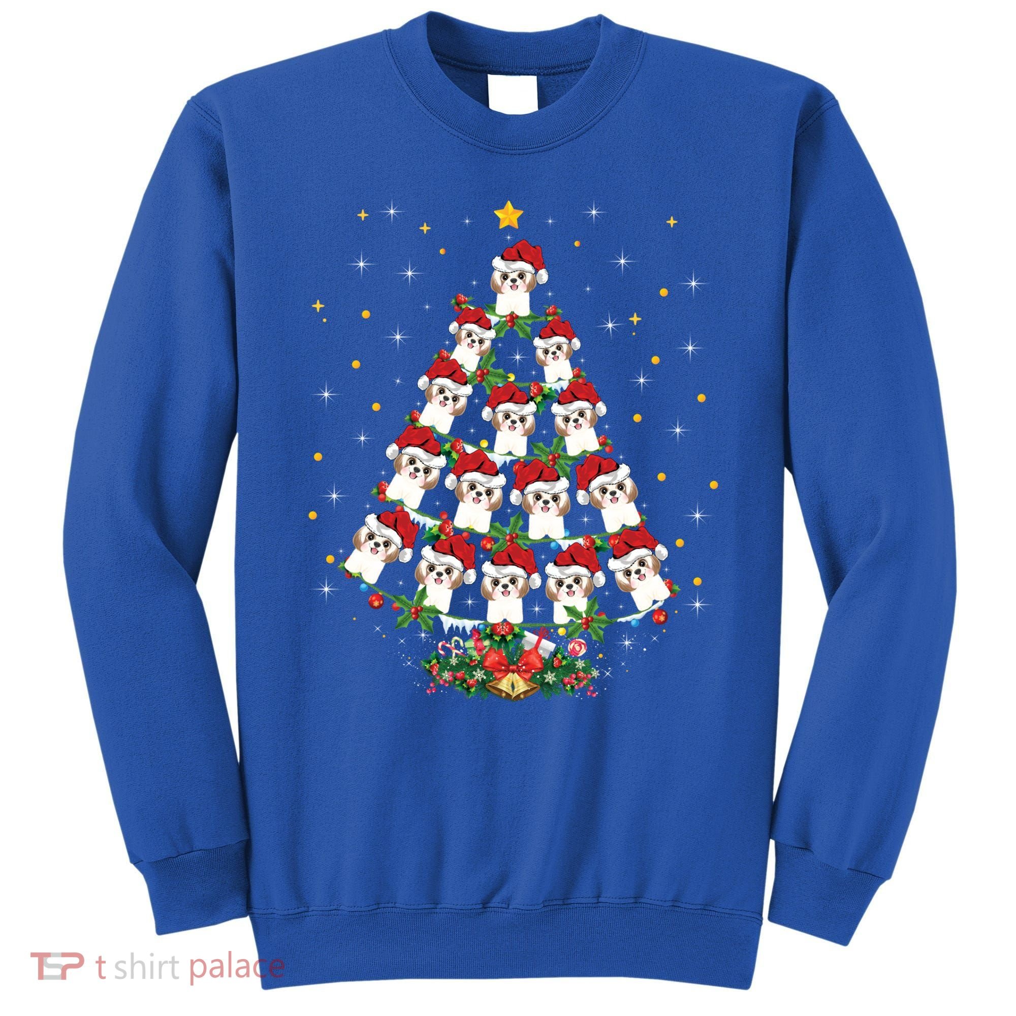 Shih Tzu Dog Lover Xmas Santa Hat Shih Tzu Christmas Tree Cool Gift Sweatshirt