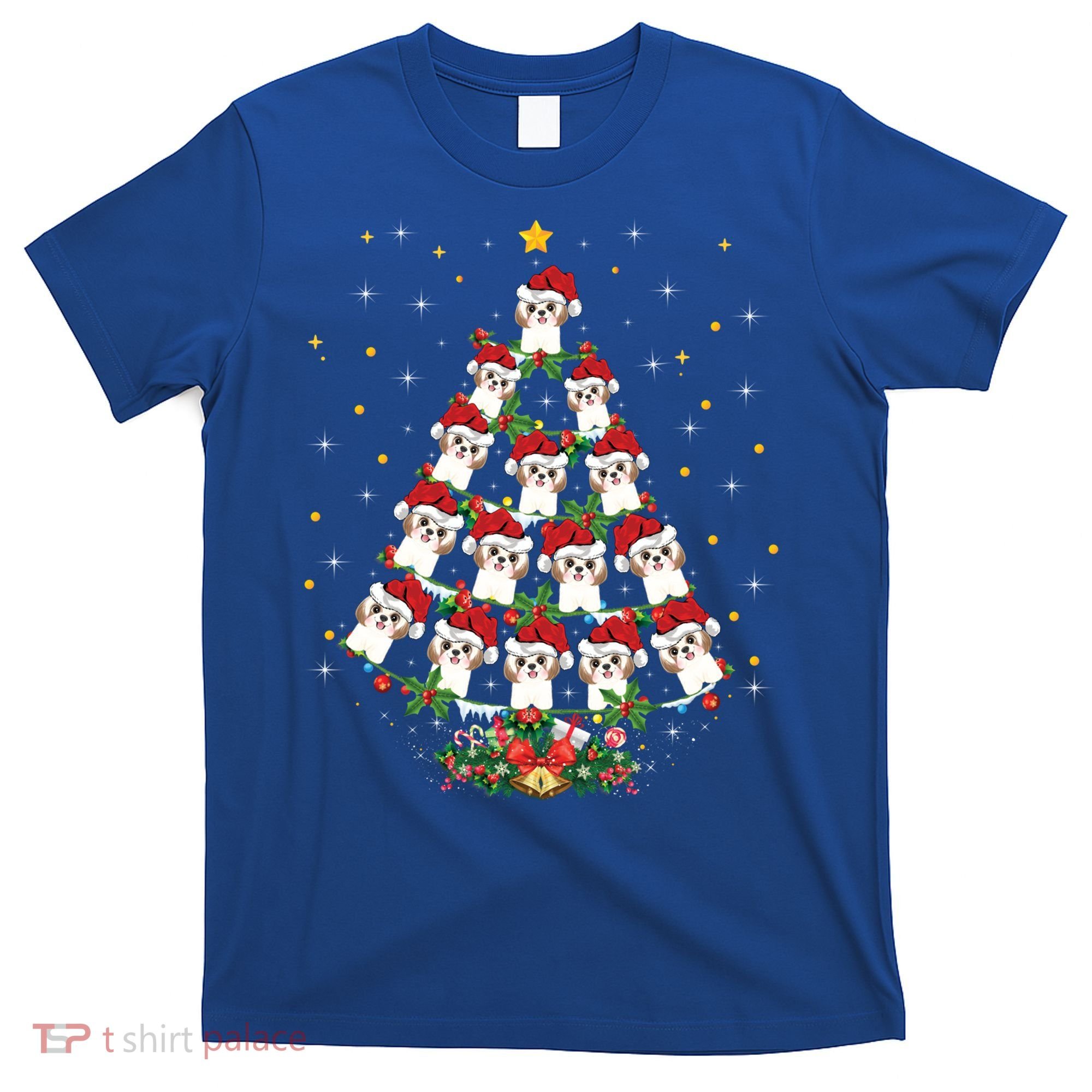 Shih Tzu Dog Lover Xmas Santa Hat Shih Tzu Christmas Tree Cool Gift T-Shirt