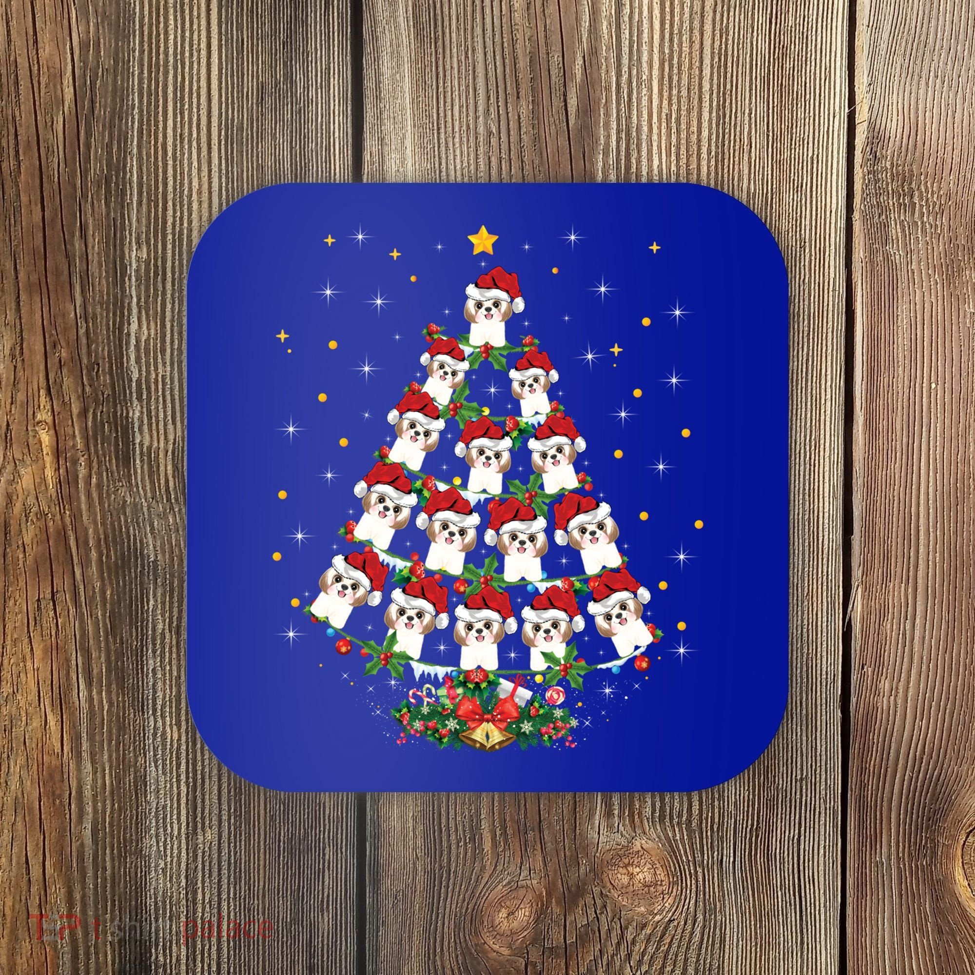 Shih Tzu Dog Lover Xmas Santa Hat Shih Tzu Christmas Tree Cool Gift Coaster
