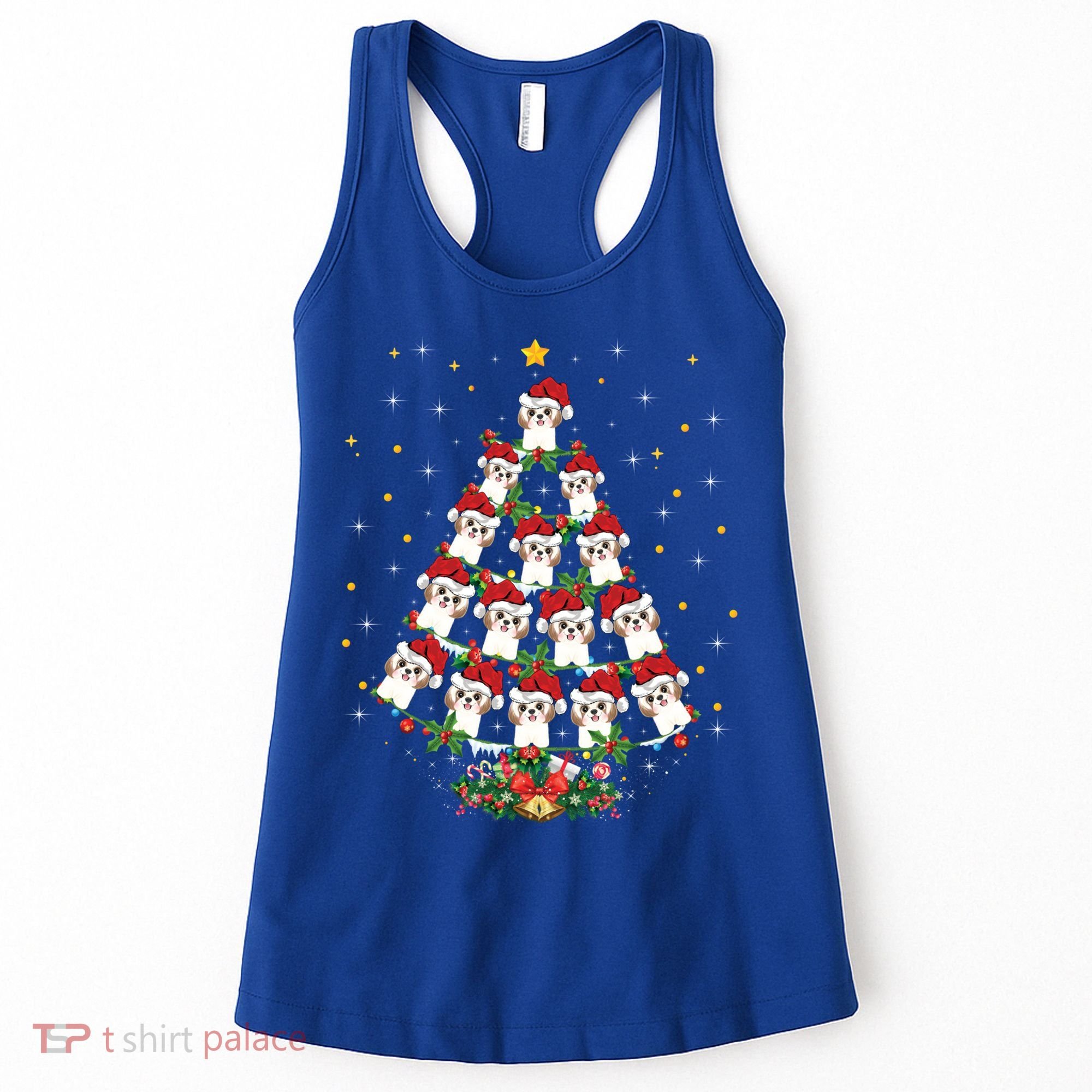 Shih Tzu Dog Lover Xmas Santa Hat Shih Tzu Christmas Tree Cool Gift Women's Tank Top