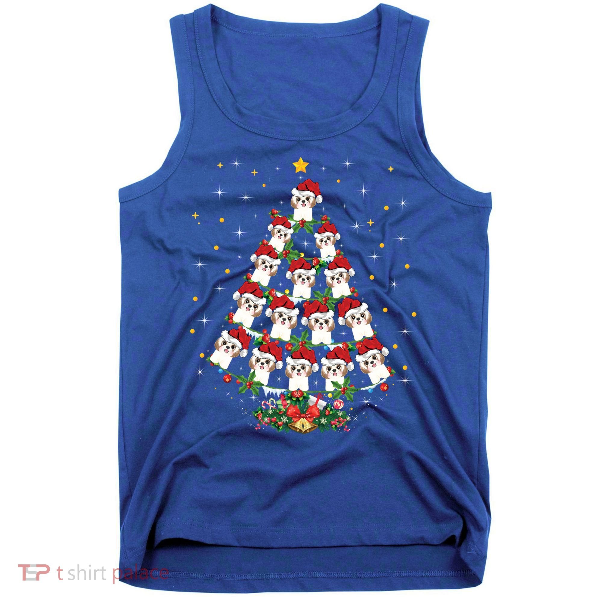 Shih Tzu Dog Lover Xmas Santa Hat Shih Tzu Christmas Tree Cool Gift Tank Top