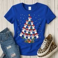 Shih Tzu Dog Lover Xmas Santa Hat Shih Tzu Christmas Tree Cool Gift Women's T-Shirt thumb 3