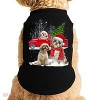 Shih Tzu Dog Riding Red Truck Christmas Tree Xmas Gift Doggie Tank thumb 0