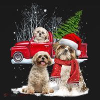 Shih Tzu Dog Riding Red Truck Christmas Tree Xmas Gift Doggie Tank thumb 4