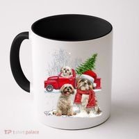 Shih Tzu Dog Riding Red Truck Christmas Tree Xmas Gift Coffee Mug thumb 0