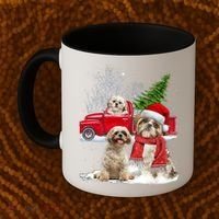 Shih Tzu Dog Riding Red Truck Christmas Tree Xmas Gift Coffee Mug thumb 2