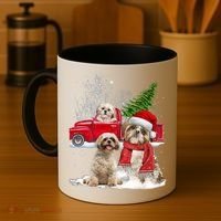 Shih Tzu Dog Riding Red Truck Christmas Tree Xmas Gift Coffee Mug thumb 4