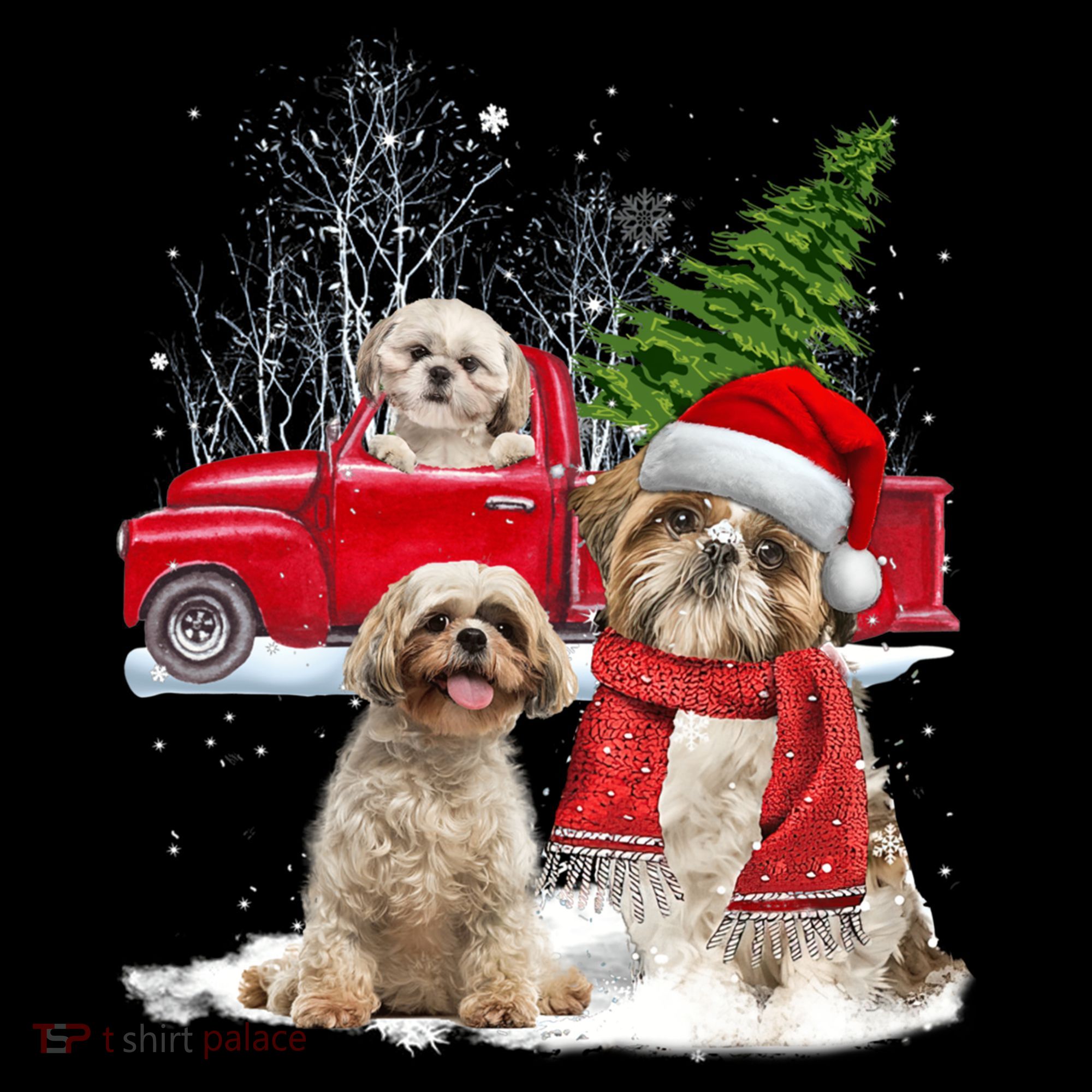 Shih Tzu Dog Riding Red Truck Christmas Tree Xmas Gift Coffee Mug