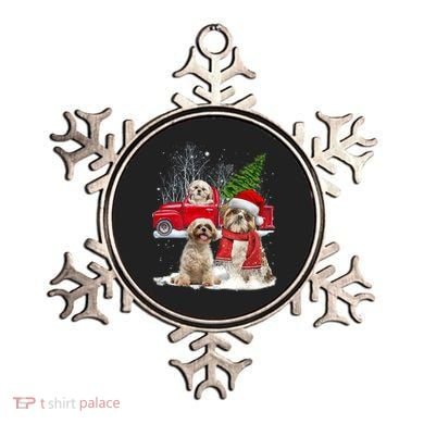 Shih Tzu Dog Riding Red Truck Christmas Tree Xmas Gift Ornament