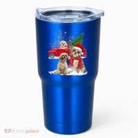 Shih Tzu Dog Riding Red Truck Christmas Tree Xmas Gift Tumbler thumb 0