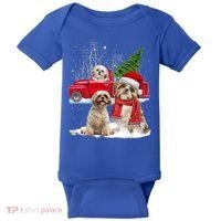 Shih Tzu Dog Riding Red Truck Christmas Tree Xmas Gift Baby Bodysuit thumb 0