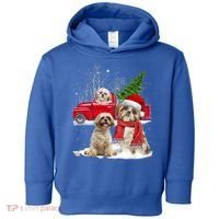 Shih Tzu Dog Riding Red Truck Christmas Tree Xmas Gift Toddler Hoodie thumb 0