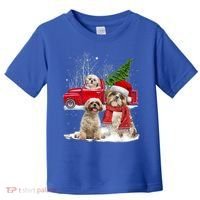 Shih Tzu Dog Riding Red Truck Christmas Tree Xmas Gift Toddler T-Shirt thumb 0