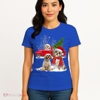 Shih Tzu Dog Riding Red Truck Christmas Tree Xmas Gift Women's T-Shirt thumb 4