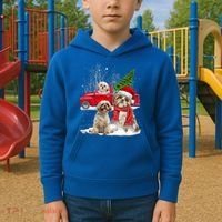 Shih Tzu Dog Riding Red Truck Christmas Tree Xmas Gift Kids Hoodie thumb 2