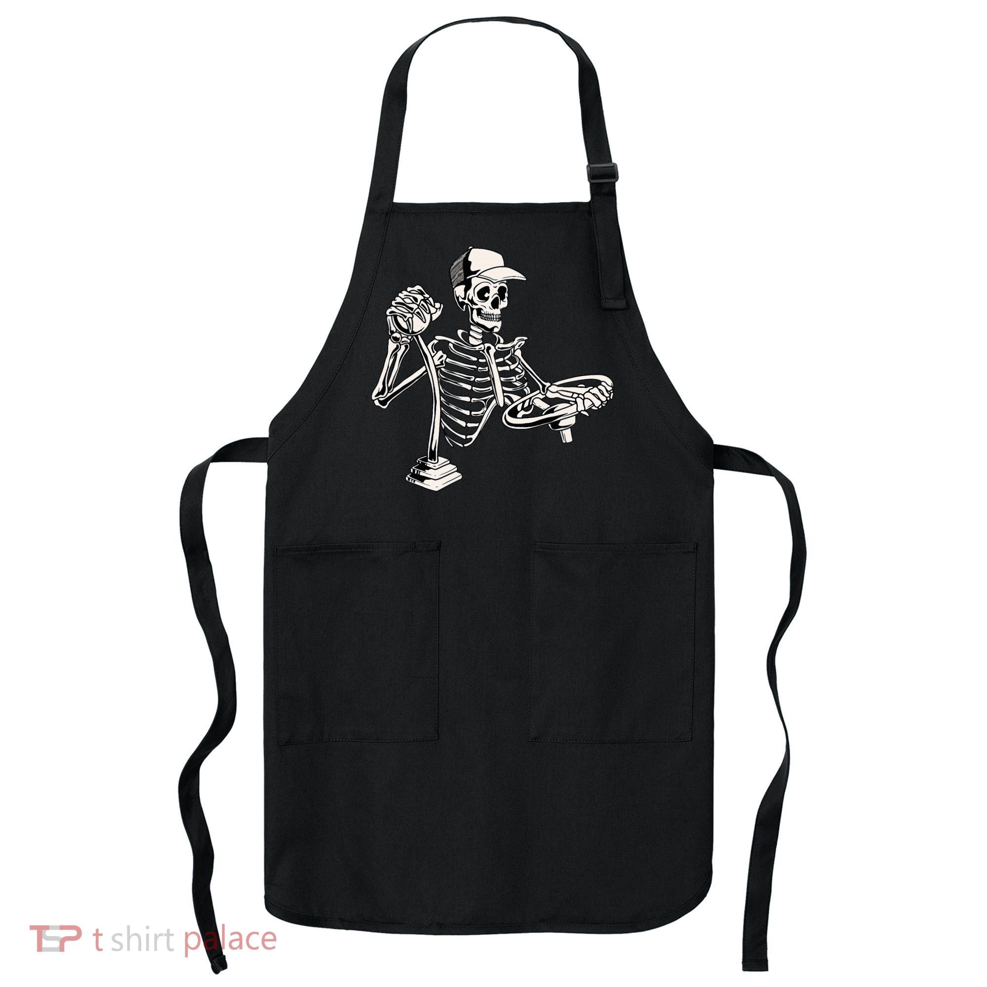 Skeleton Truck Driver Funny Big Trucking Trucker Apron