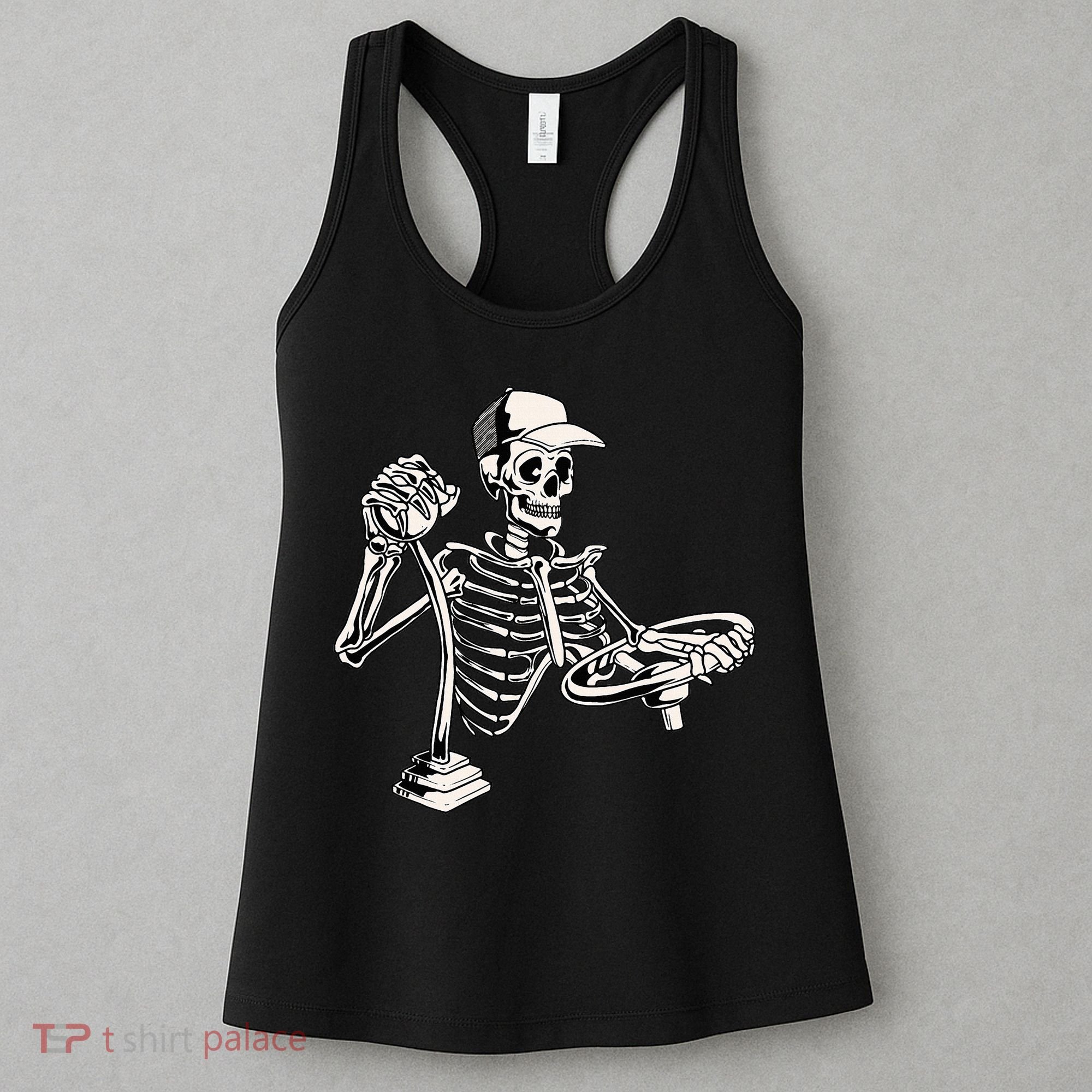 Skeleton Truck Driver Funny Big Trucking Trucker Women's Tank Top