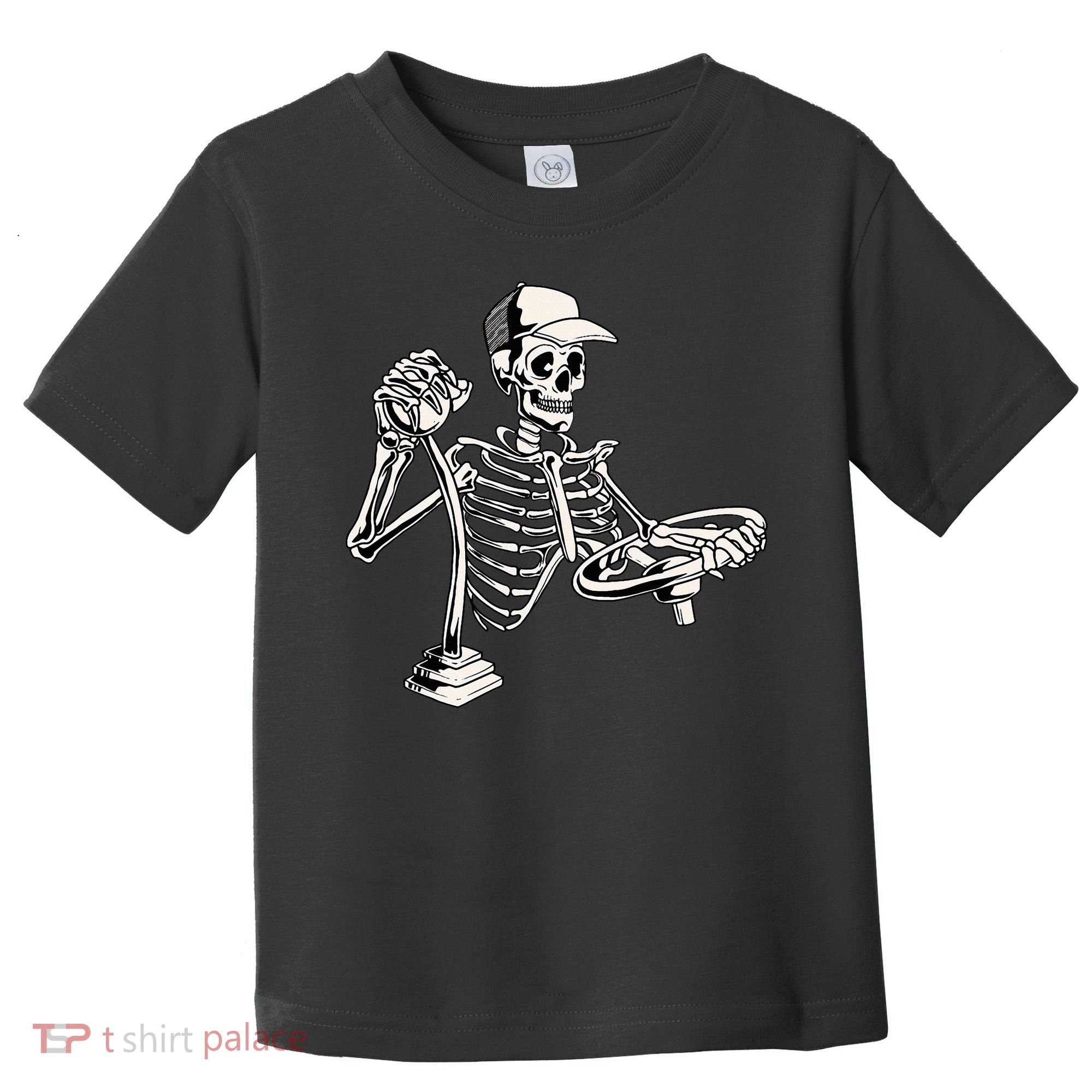 Skeleton Truck Driver Funny Big Trucking Trucker Toddler T-Shirt