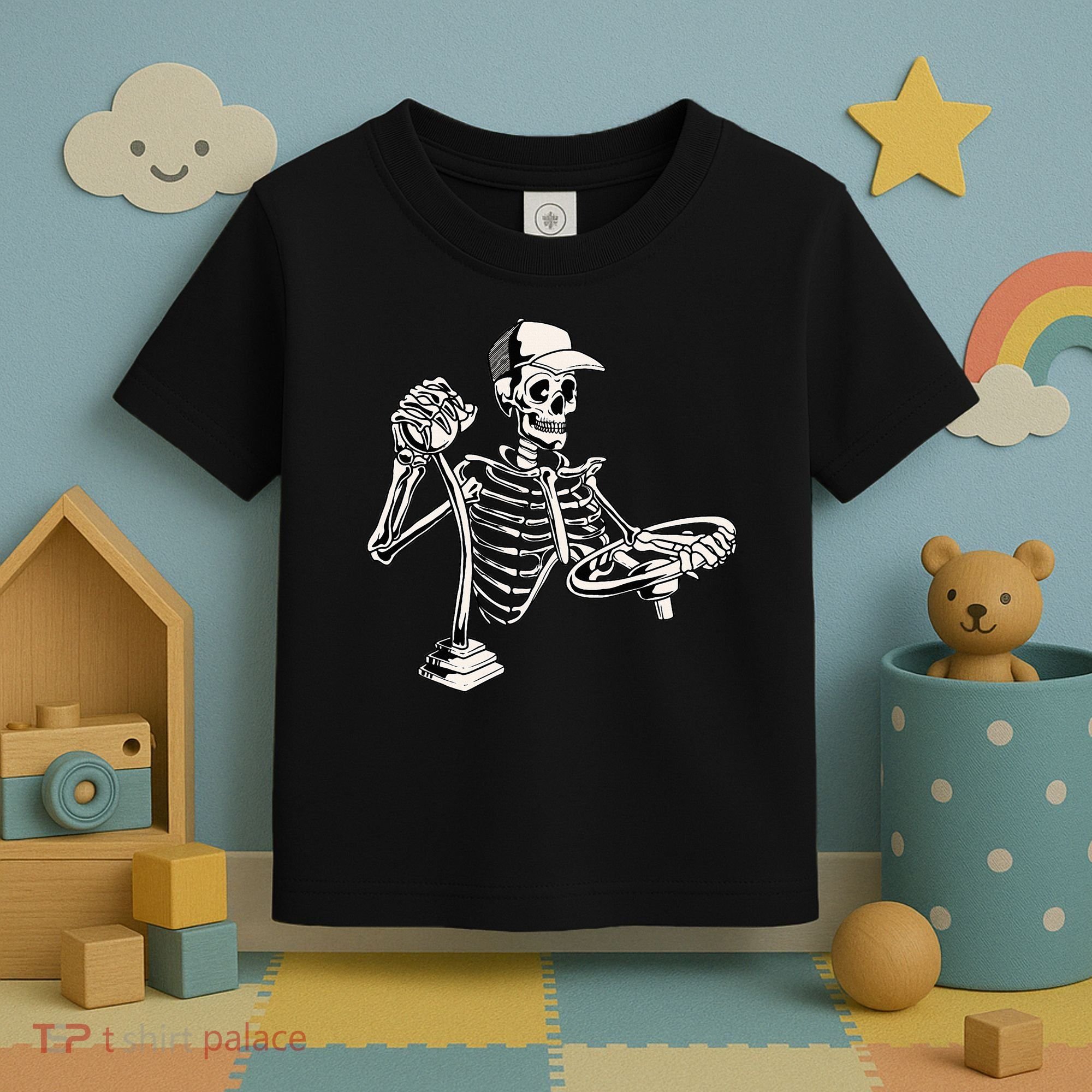 Skeleton Truck Driver Funny Big Trucking Trucker Toddler T-Shirt