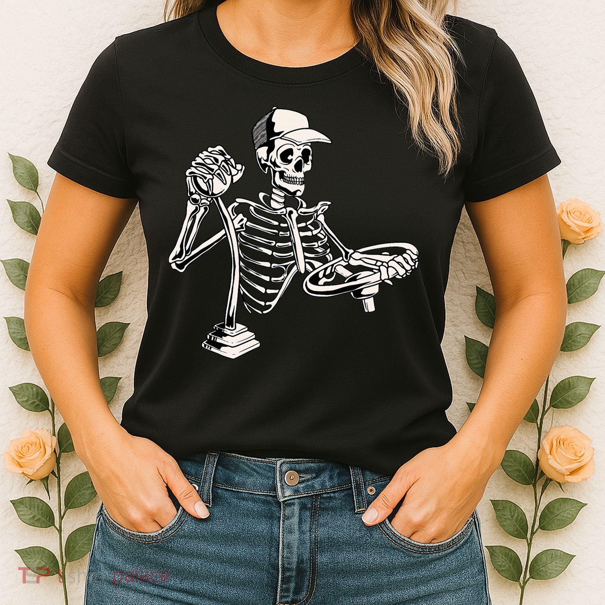 Skeleton Truck Driver Funny Big Trucking Trucker Women's T-Shirt