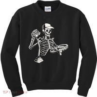 Skeleton Truck Driver Funny Big Trucking Trucker Kids Sweatshirt thumb 0