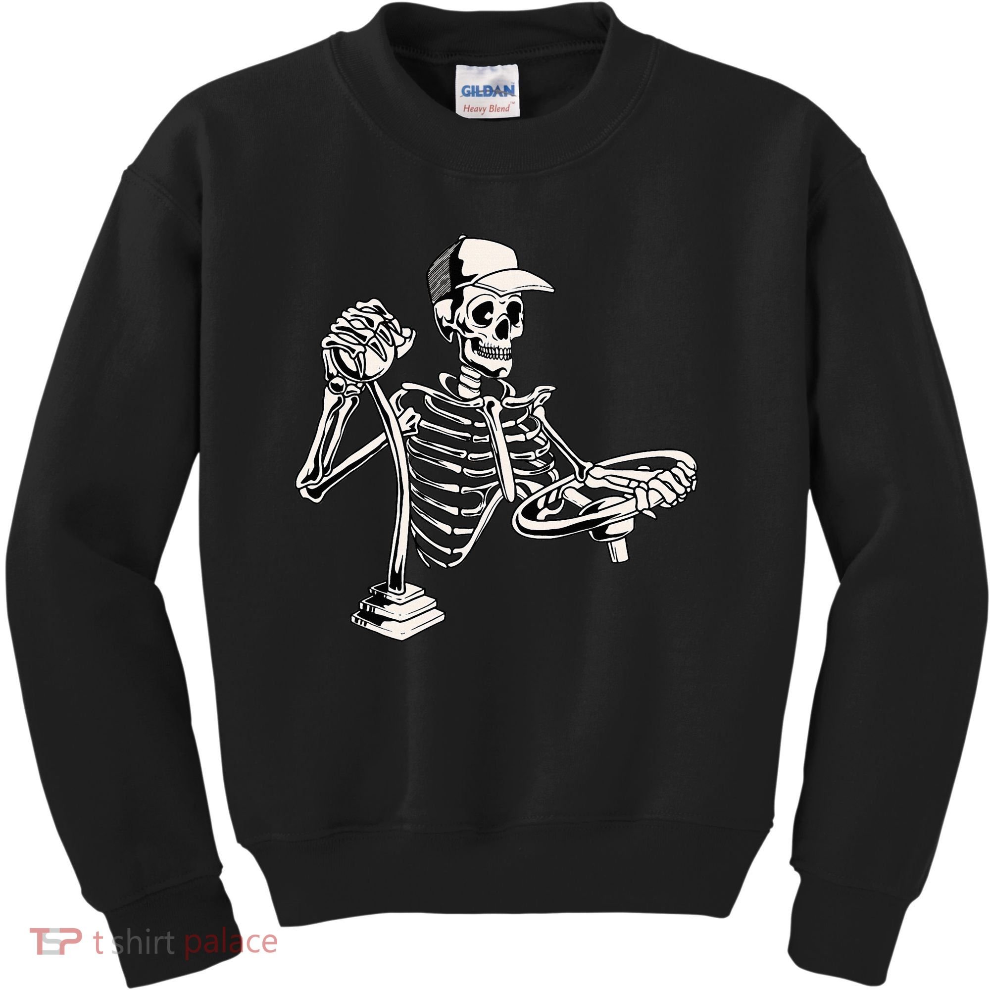 Skeleton Truck Driver Funny Big Trucking Trucker Kids Sweatshirt