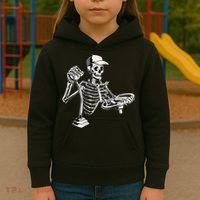 Skeleton Truck Driver Funny Big Trucking Trucker Kids Hoodie thumb 3