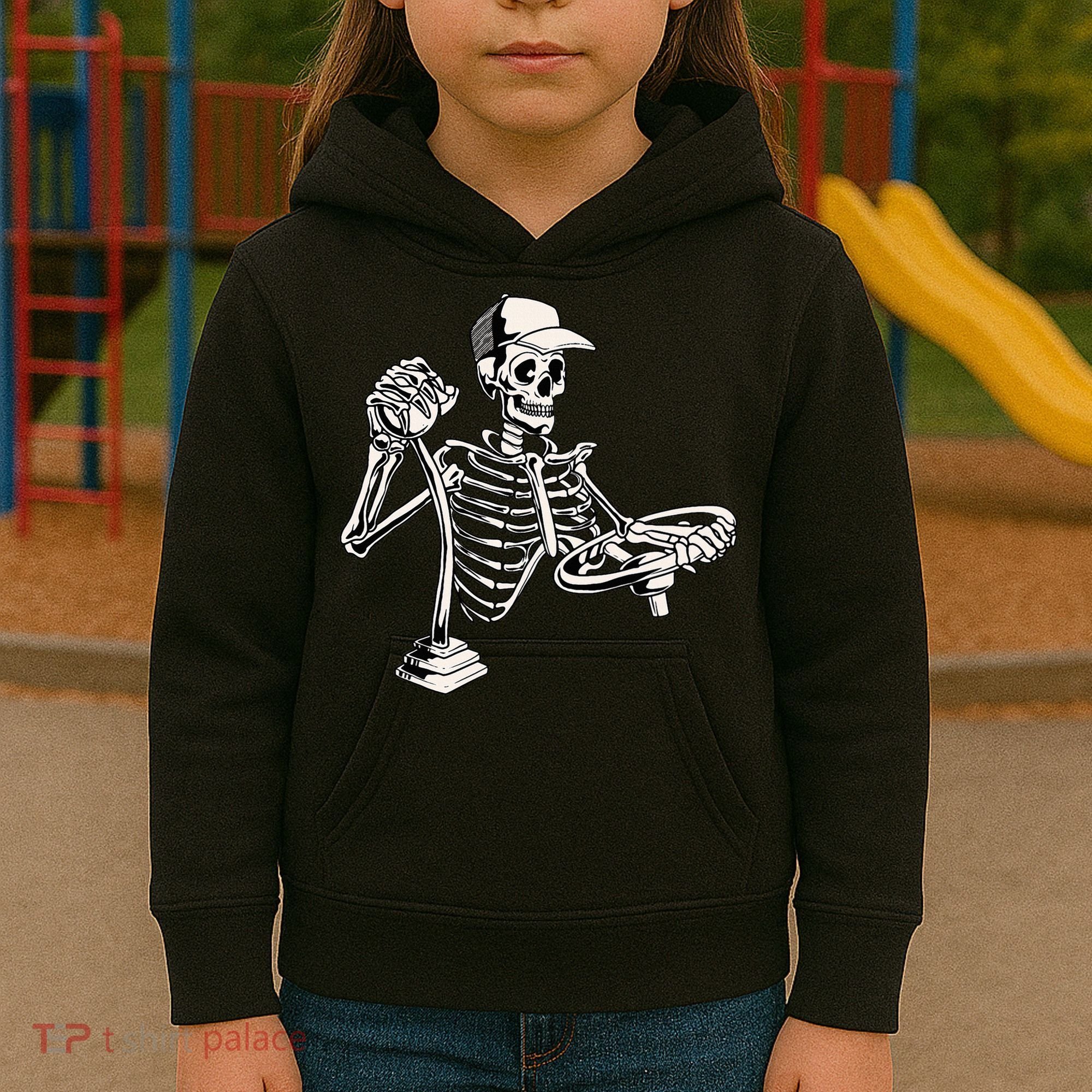 Skeleton Truck Driver Funny Big Trucking Trucker Kids Hoodie
