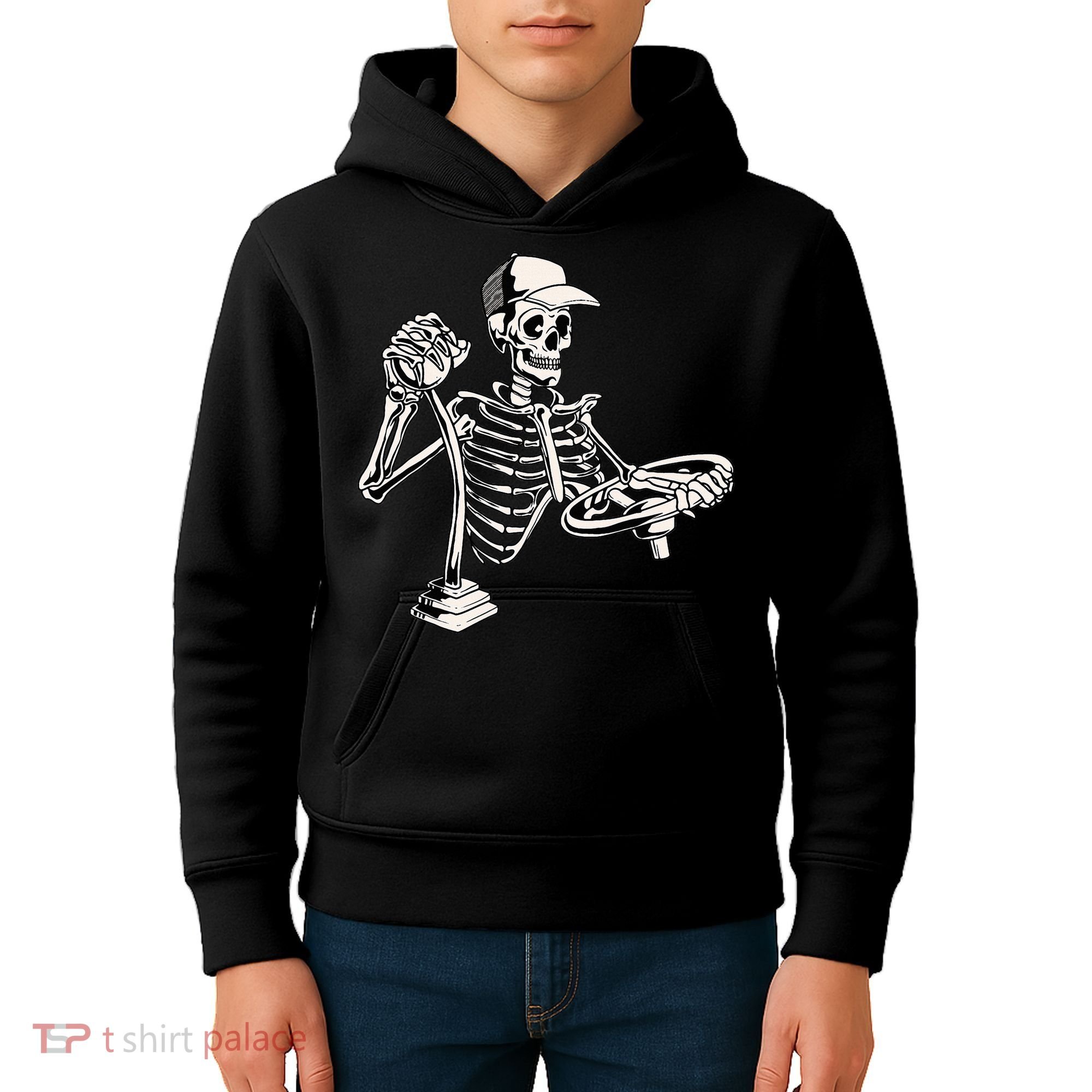 Skeleton Truck Driver Funny Big Trucking Trucker Kids Hoodie