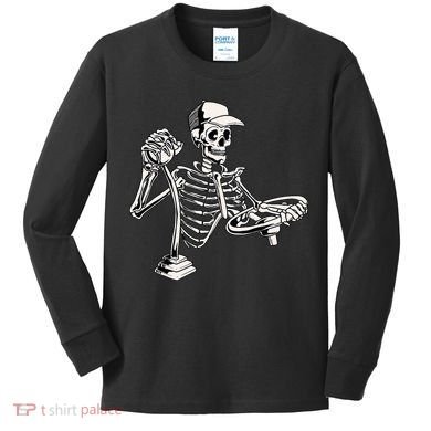 Skeleton Truck Driver Funny Big Trucking Trucker Kids Long Sleeve Shirt