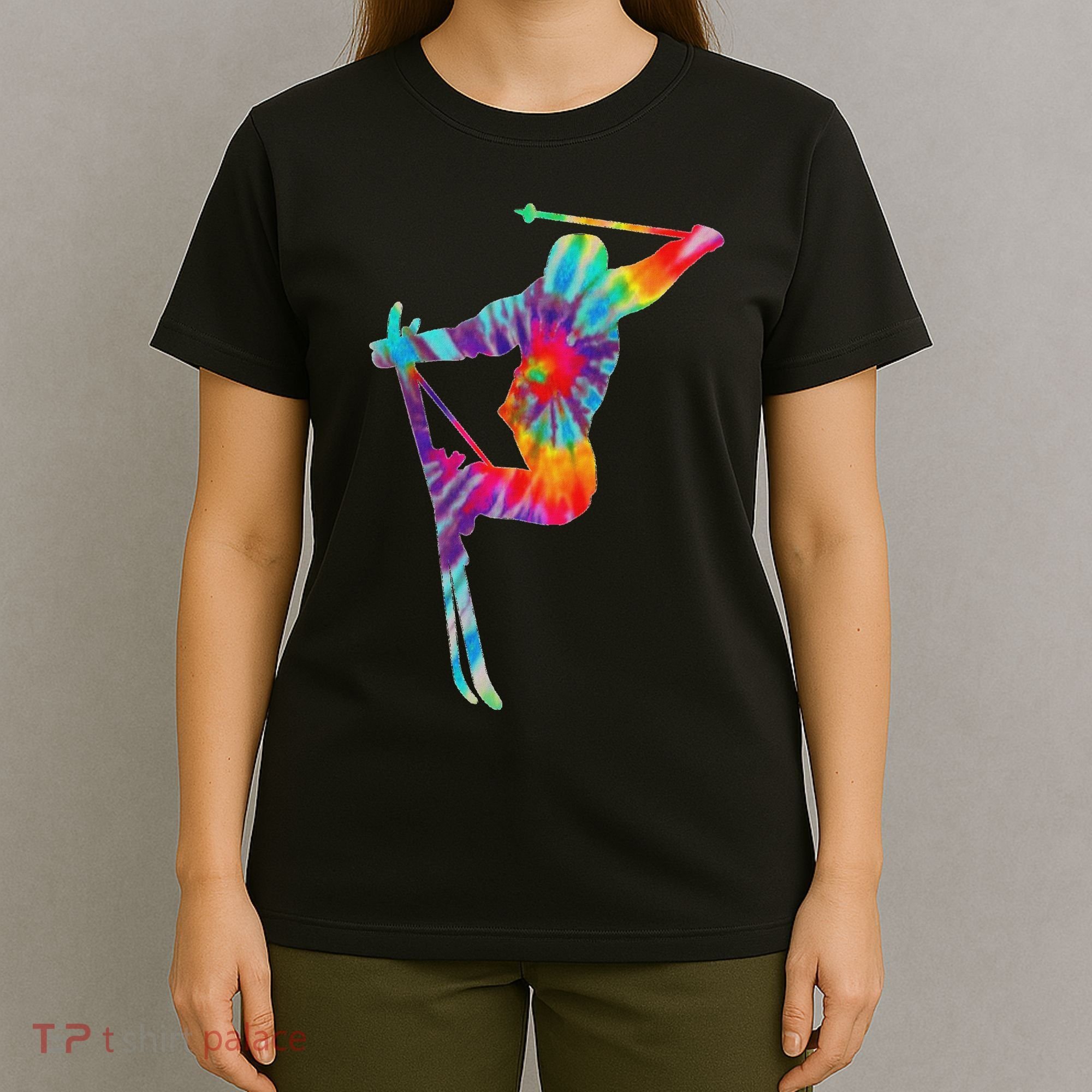 Ski Tie Dye Vintage Retro Skiing Skier T-Shirt