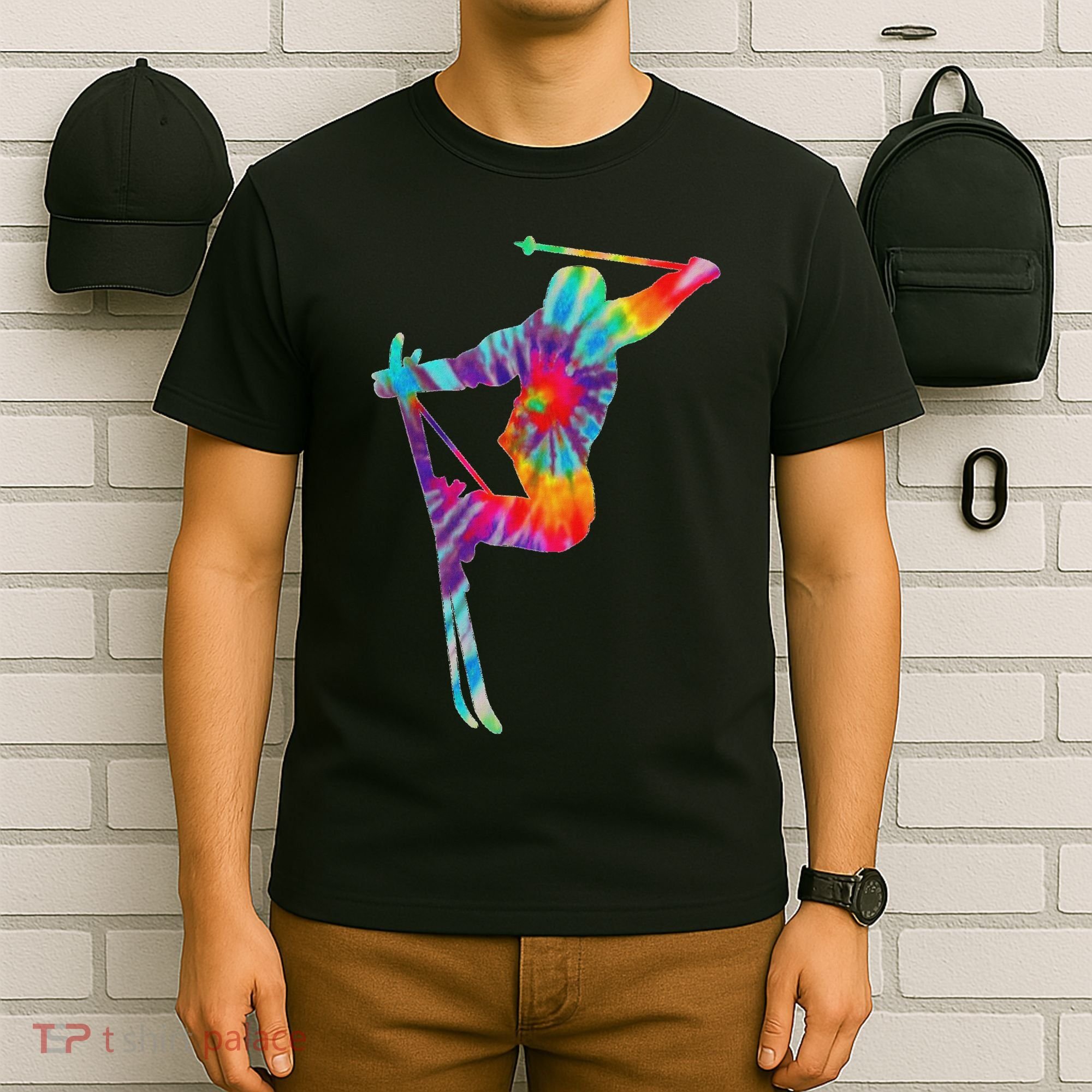 Ski Tie Dye Vintage Retro Skiing Skier T-Shirt
