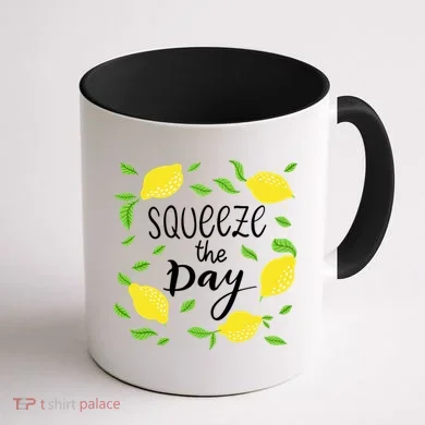 Squeeze The Day Lemons Quote Coffee Mug back
