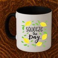 Squeeze The Day Lemons Quote Coffee Mug thumb 2