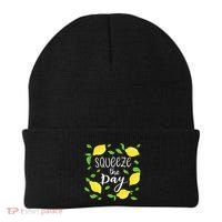Squeeze The Day Lemons Quote Beanie thumb 0