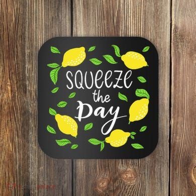 Squeeze The Day Lemons Quote Coaster
