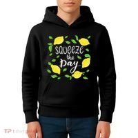 Squeeze The Day Lemons Quote Kids Hoodie thumb 4