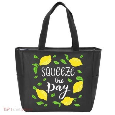 Squeeze The Day Lemons Quote Tote Bag