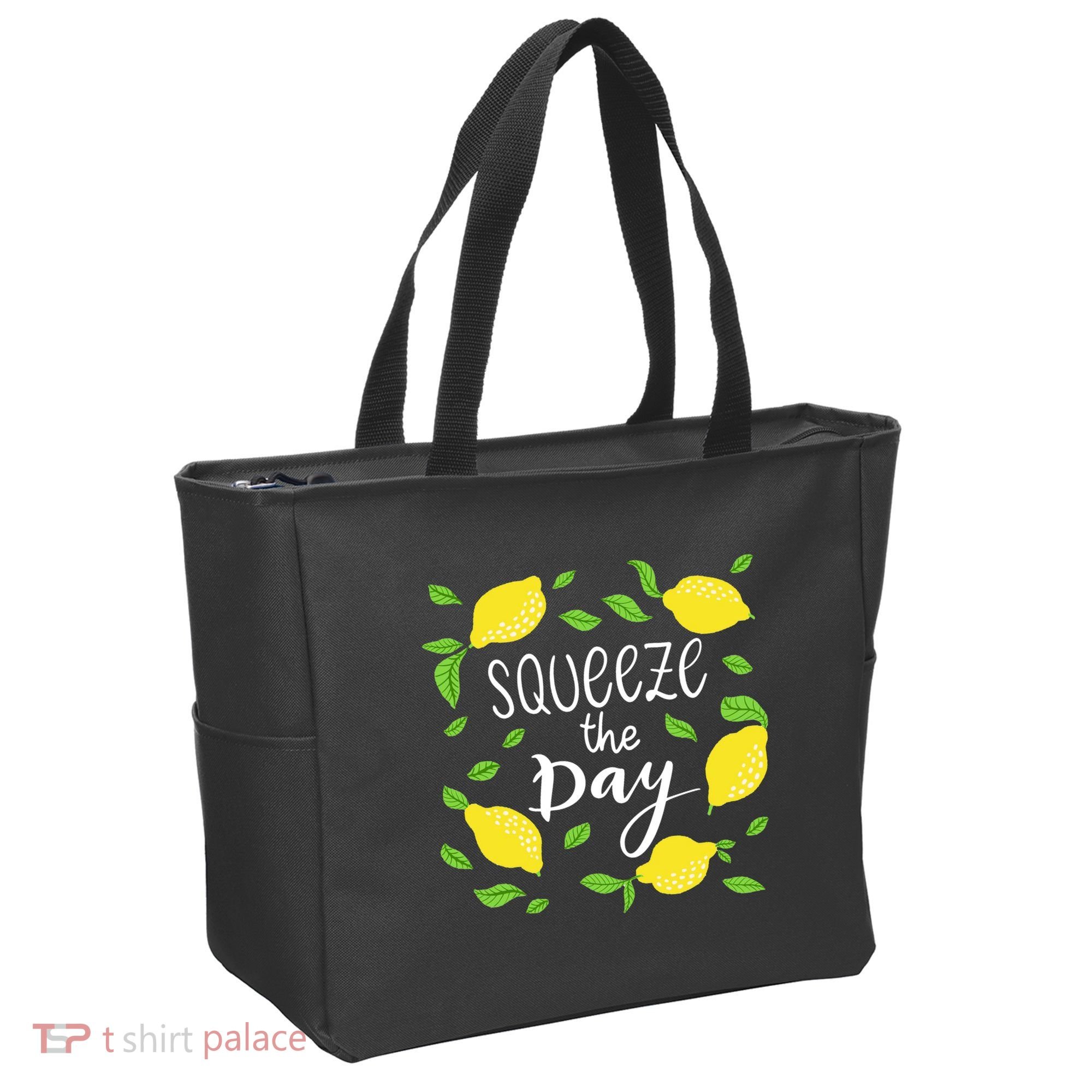 Squeeze The Day Lemons Quote Tote Bag