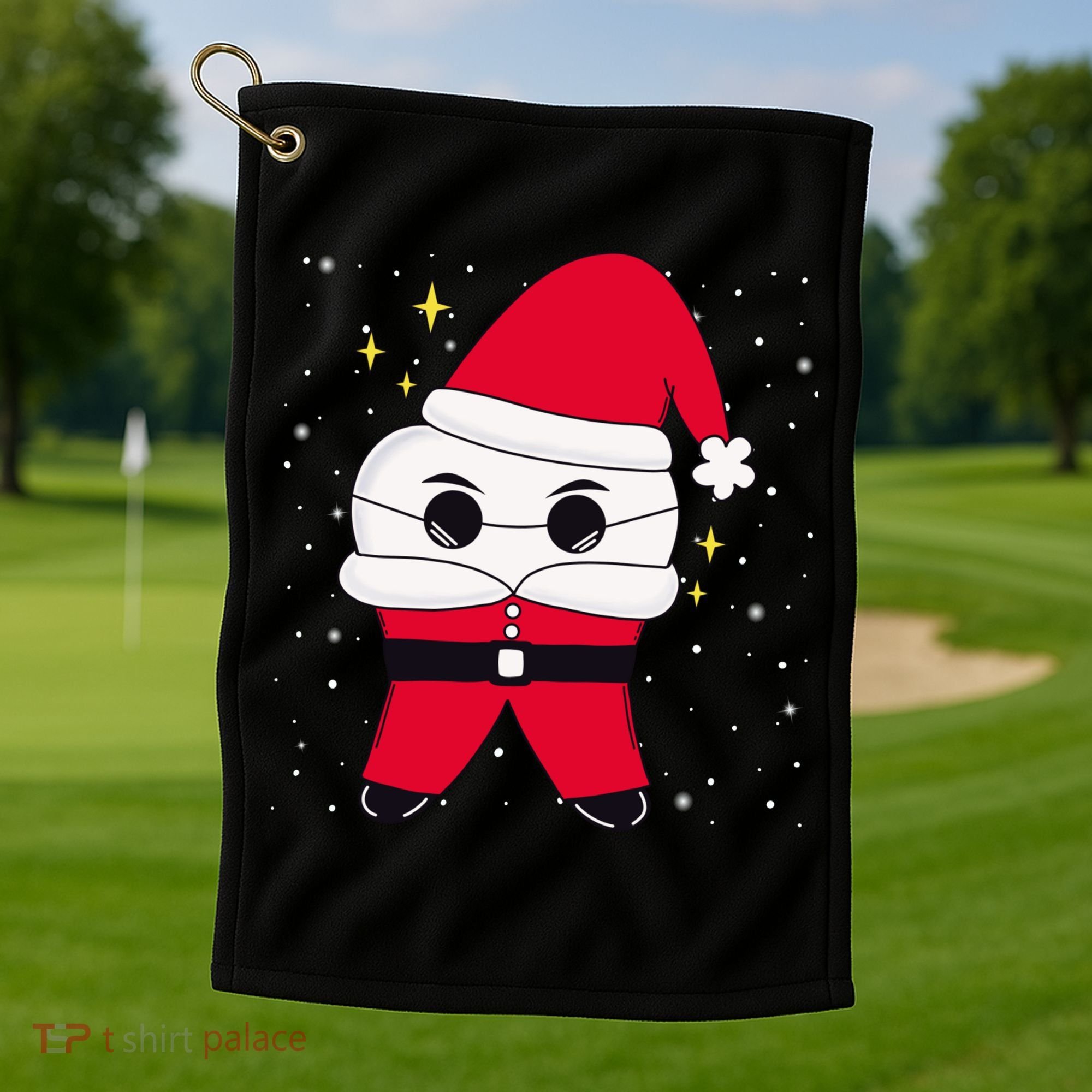 Santa Tooth Dentist Christmas Gift Golf Towel