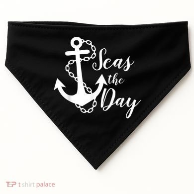 Seas The Day Nautical Anchor Cruise Vacation USA-Made Doggie Bandana