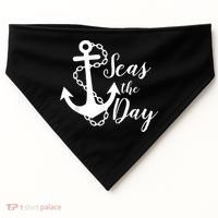 Seas The Day Nautical Anchor Cruise Vacation USA-Made Doggie Bandana thumb 0