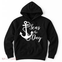 Seas The Day Nautical Anchor Cruise Vacation Hoodie thumb 0