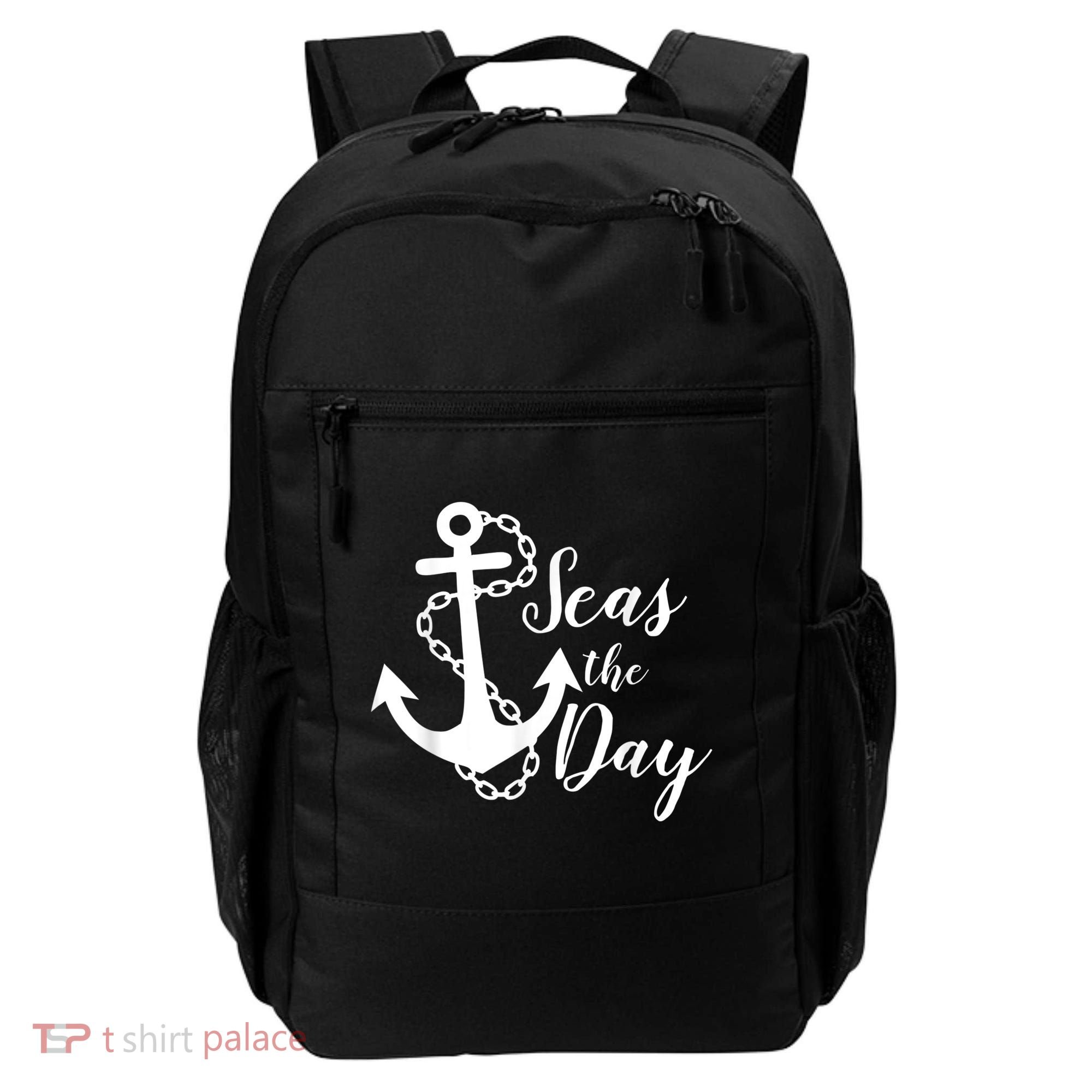 Seas The Day Nautical Anchor Cruise Vacation Backpack