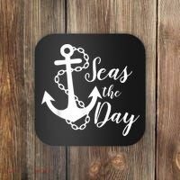 Seas The Day Nautical Anchor Cruise Vacation Coaster thumb 0