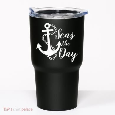 Seas The Day Nautical Anchor Cruise Vacation Tumbler